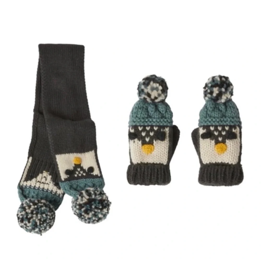 ZARA TODDLER GIRL PENGUIN SCARF AND GLOVES